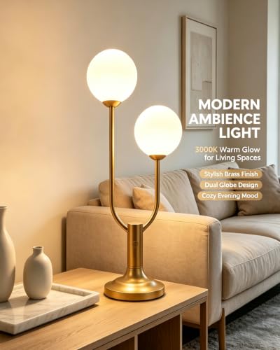 Globe Table Lamp for Bedroom Dimmable Modern Round Ball Lamp