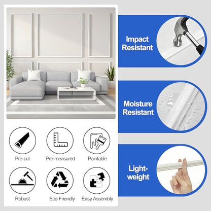Peel and Stick Wall Molding Kit (63 x 31in+63 x 72in)