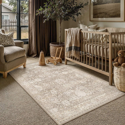 Area Rugs 4x6 Beige Vintage Rug for Living Room (Retro | Beige / 4' x 6' (Rectangular))