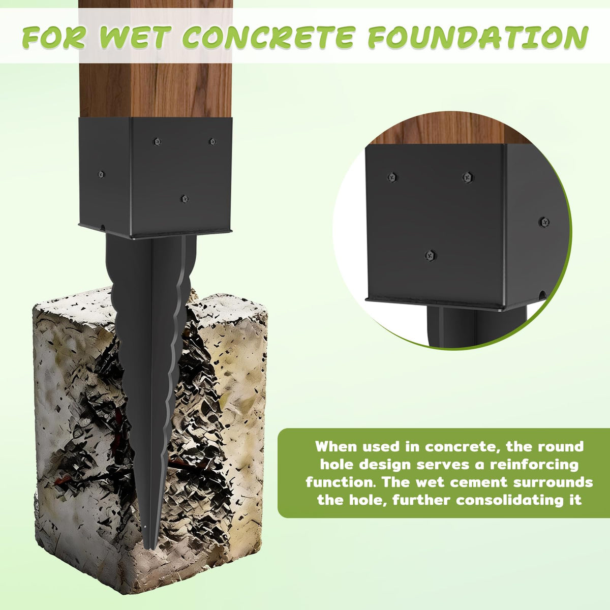 1 Pcs 6"x 6" Fence Post Anchor Ground Spike with 24" Tall (24 Inch)