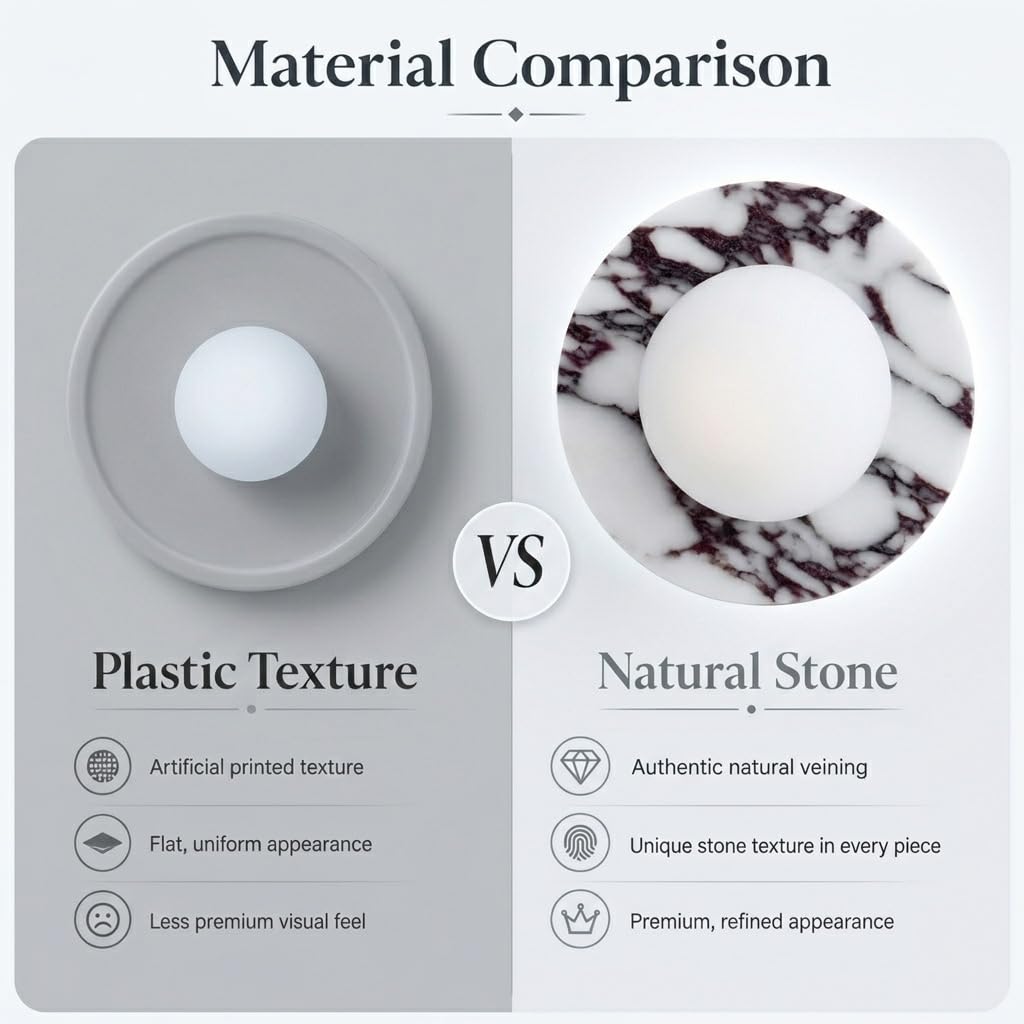 7.9 Inch Natural Alabaster Wall Sconce Milk Glass Globe G9 Hardwired Light (Calacatta Viola)