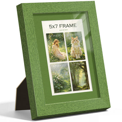 5x7 Green Wood Grain Picture Frame (Green Frame Green Mat / 5x7)