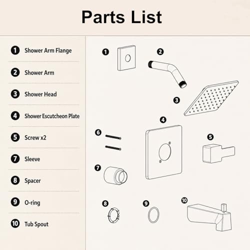 Compatible with Delta R10000 Valve Shower Trim Kit