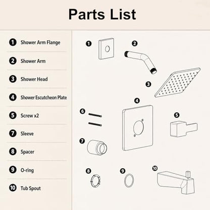 Compatible with Delta R10000 Valve Shower Trim Kit