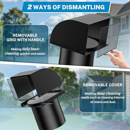 Hooded Wall Vent with Magnetic Flap and Removable Mesh