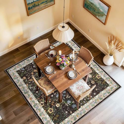5x5 Living Room Area Rug Washable (Brown / 5x5)