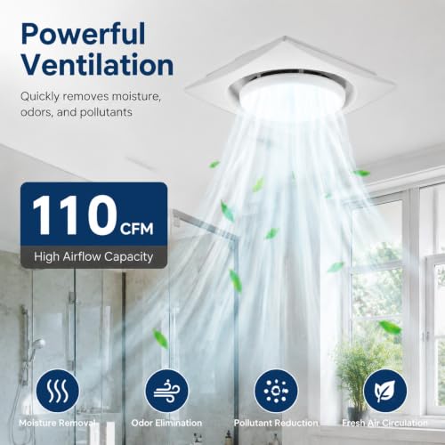 Bathroom Exhaust Fan with Light with 3000K