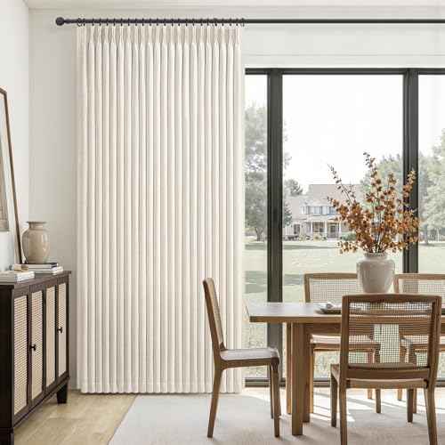102 Inch Long Curtains Extra Wide 70 Inch Width Blackout Pinch Pleat Drapes for Living Room Patio Sliding Door Natural Linen Heavy Insulated Farmhouse for 60W Large Window (Birch / 70"W x 102"L (Pack of 1))