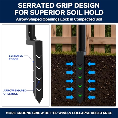 Fence Post Repair Kit for Leaning Fences (Black)