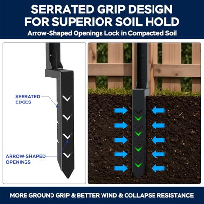 Fence Post Repair Kit for Leaning Fences (Black)