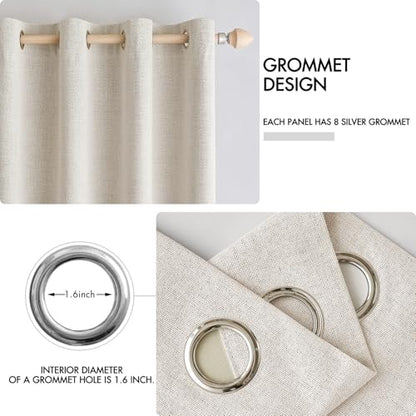 100% Blackout Linen Curtains for Bedroom 52x54 Inches Birch (Birch / 52"W x 54"L (Pack of 2))