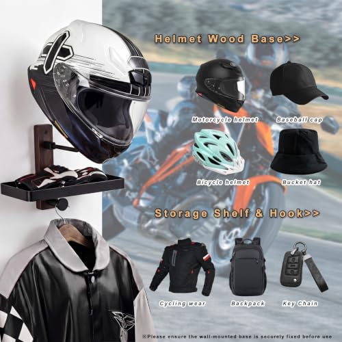 Helmet Holder Wall Mount with Shlef