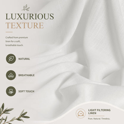 Off White Linen Curtains 120 Inches Long for Living Room 2 Panels (Off White / 52"W x 120"L (Pack of 2))