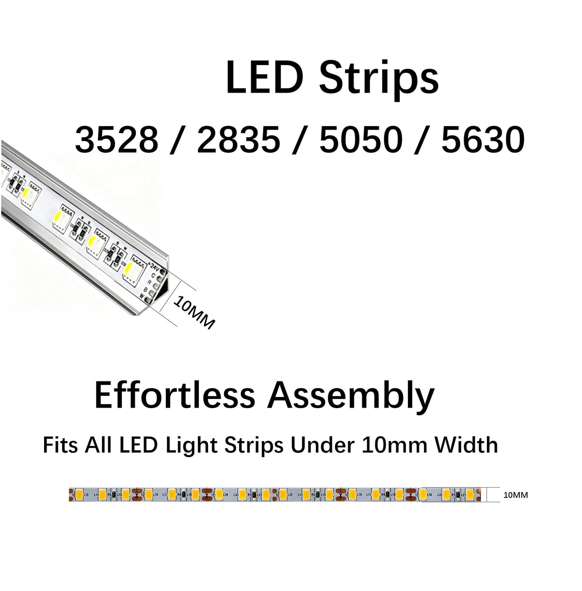 V Shape LED Strip Channel Aluminum 3.28ft with Diffuser 6Pack (Black / White)