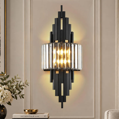 Black Crystal Wall Sconces Mid (Black Rectangle-1P)