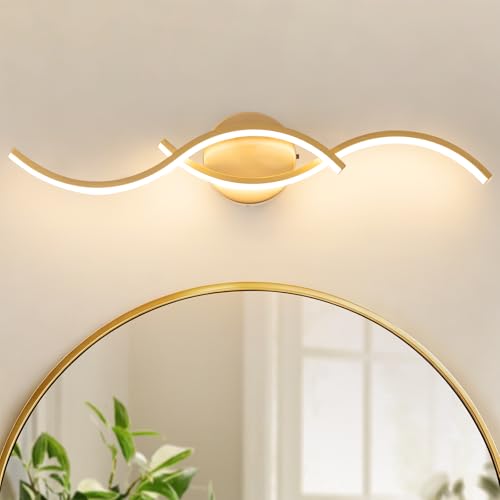 Brushed Nickel Curved 5CCT Bathroom Vanity Light Fixture Over Mirror