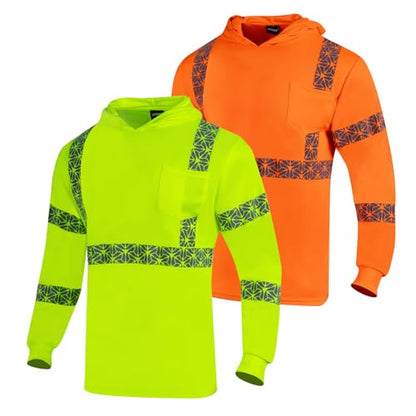 2PCS High Visibility Reflective Safety Shirts with Hood