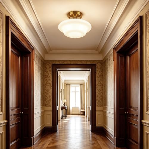 Semi Flush Mount Ceiling Light Modern Schoolhouse Ceiling Light Fixture Milk White Glass Flush Mount Light for Hallway Bedroom Kitchen Living Room