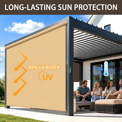 Outdoor Roller Shades for Patio (Sesame / 96"W x 96"H)