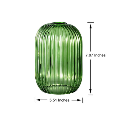 2 Pack Dark Green Ribbed Glass Lamp Shade (Green)