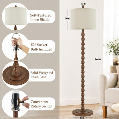 Farmhouse Floor Lamp for Living Room (Dark Brown)