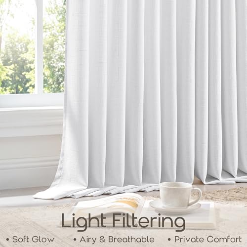 Snow White 80 Inch Pinch Pleat Semi Sheer Privacy Curtains 40x80 2 Panels (Snow White / 40"W x 80"L (Pack of 2))