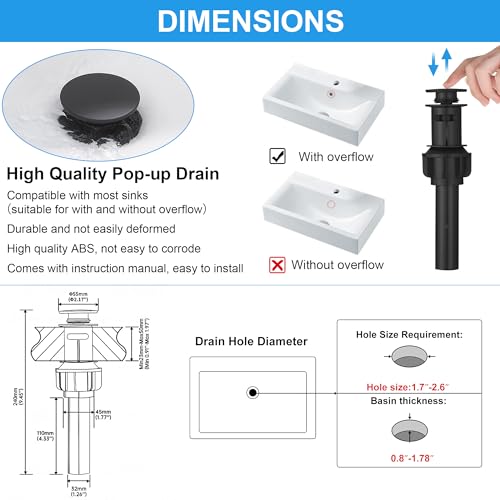 Matte Black Bathroom Faucets with 4 Mode Pull Down Sprayer (Black)