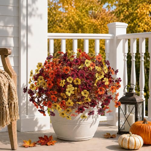 Artificial Flowers Daisy with Eucalyptus Leaves for Outdoor Indoor Garden Home Decoration 12 Bundles