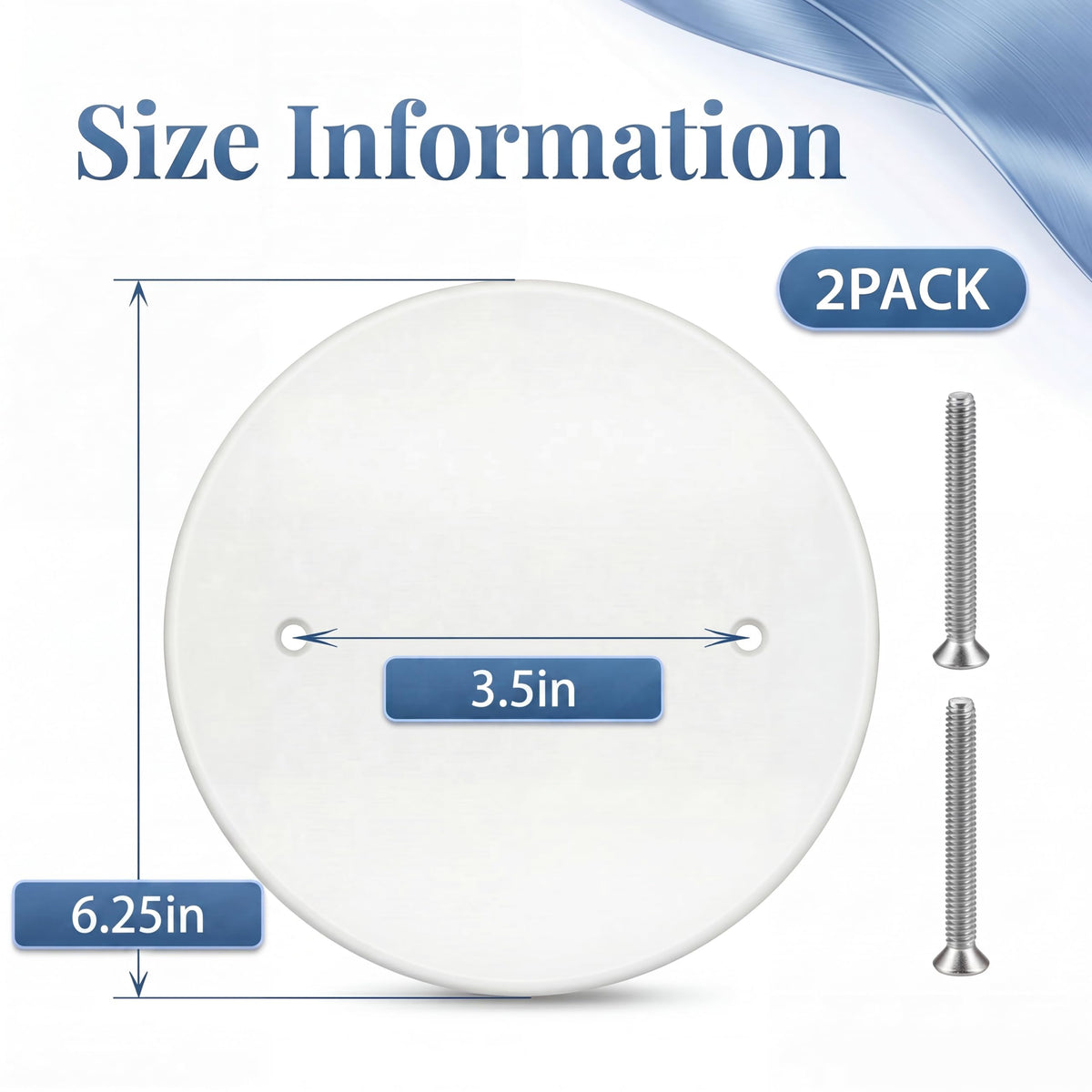 2 Pack 6.25 Inch Ceiling Cover Plate with 3.5" Mounting Hole Spacing