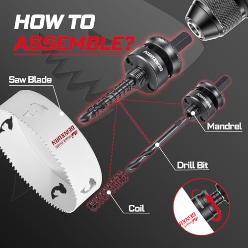 6 Inch(152mm) Hole Saw, 1PC HSS Bi-Metal Hole Saw Kit with Shark Tooth Hole Cutter for Wood,Drywall, PVC Boards and Thin Metal (1 PCS 6")