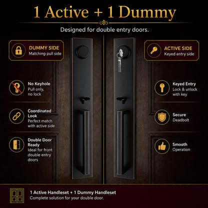 Aged Bronze Front Door Handle Set with Deadbolt (Aged Bronze)