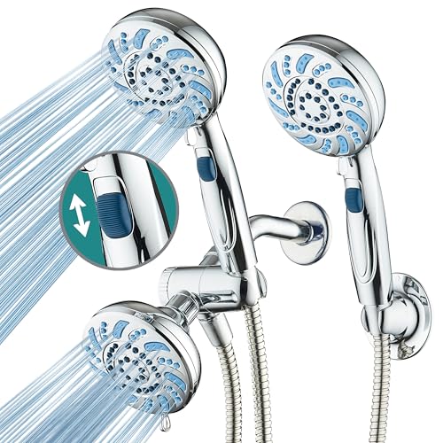Seen-On-TV High Pressure 8-mode Handheld Shower Head - 2-mode Power Wash to Clean Tub, Tile & Pets, Stay-Clean Nozzles, Extra Long 6 ft. Stainless Steel Hose, Wall & Overhead Brackets, Modern