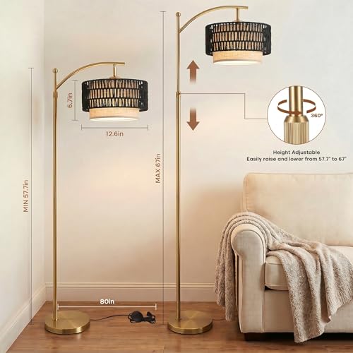 Arc Floor Lamp for Living Room with Remote