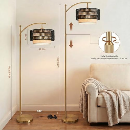 Arc Floor Lamp for Living Room with Remote