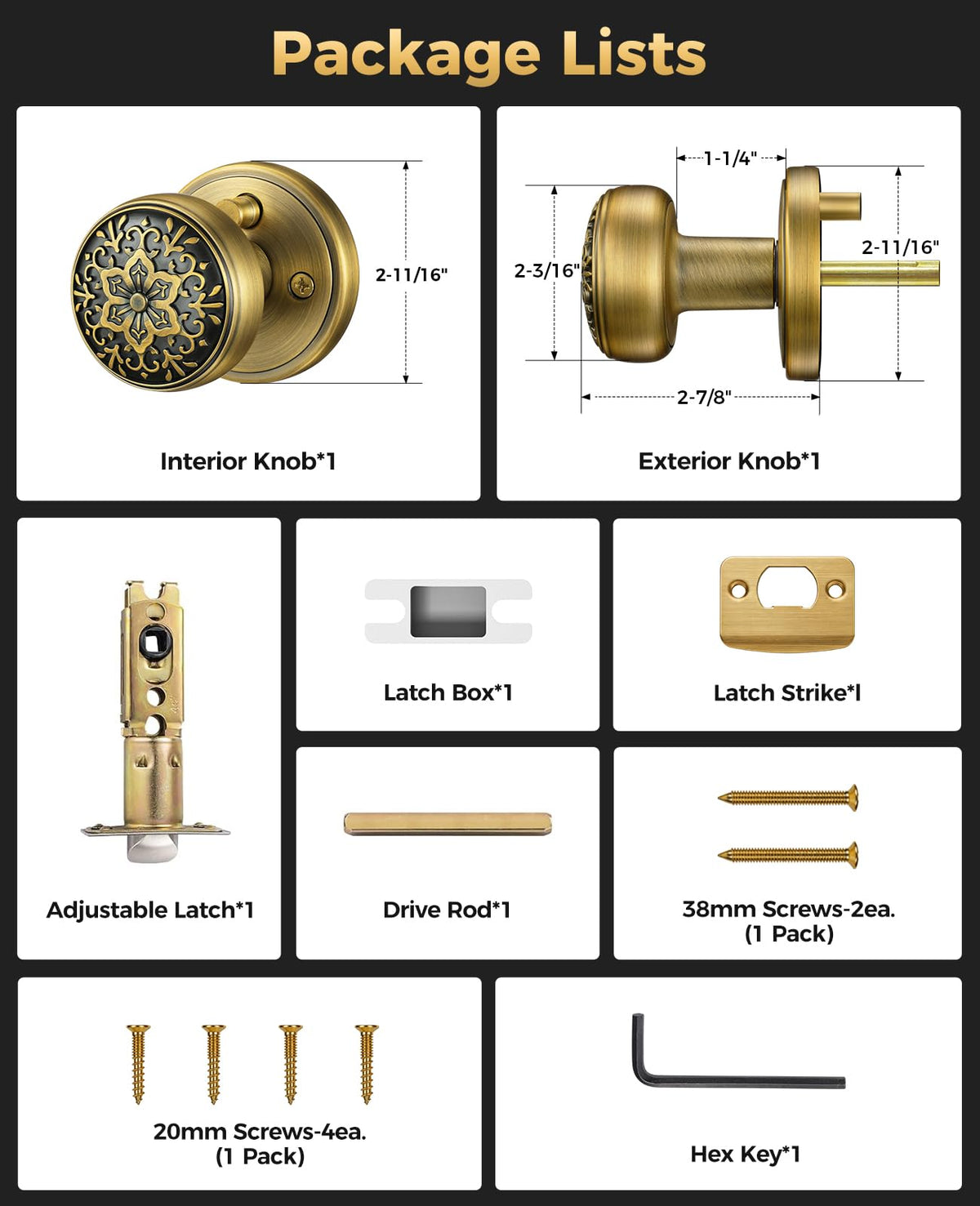 Brass Door Knobs (Brass)