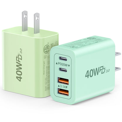 2 Pack] 40W USB C Fast Charger Block (2Pack PM Green / 40W)