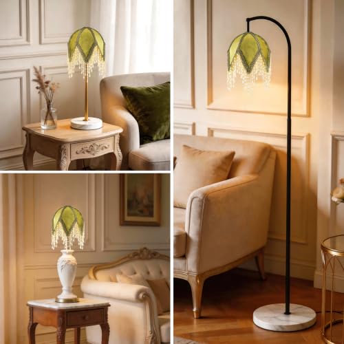 vintage Lampshade With Olive Green Velvet Tassel