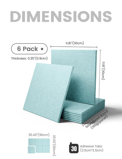 Felt Bulletin Board & Cork Board Alternative 48'' x 36'' (Teal Blue-1 / Solid tile 6-pack)