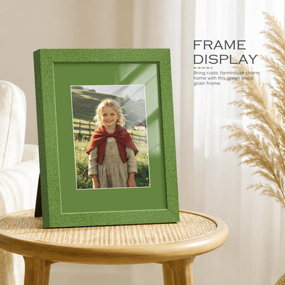 11x14 Green Wood Grain Frame (Green Frame Green Mat / 11x14)