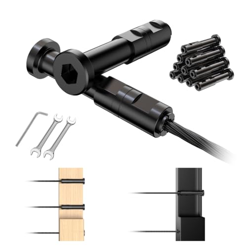 1 8" Cable Railing Kit Hardware Swageless Invisible Cable Railing Tensioner for 2"x2" Wood Post & Metal Post T316 Steel Stainless Deck Cable Railing System