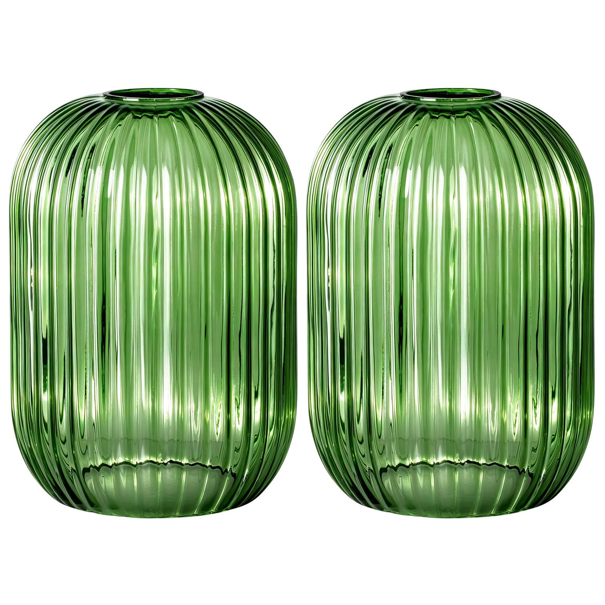 2 Pack Dark Green Ribbed Glass Lamp Shade (Green)