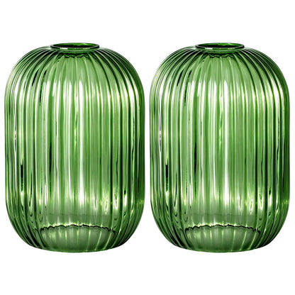 2 Pack Dark Green Ribbed Glass Lamp Shade (Green)