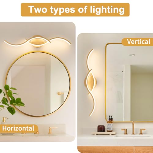 Brushed Nickel Curved 5CCT Bathroom Vanity Light Fixture Over Mirror