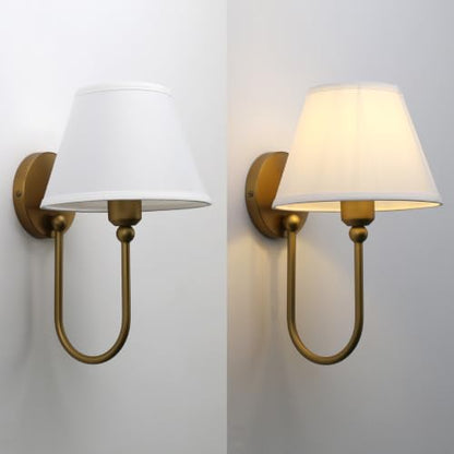 Vintage Wall Sconces Set of 2 Fabric Lampshade