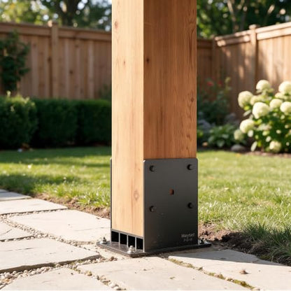 Post Base 8x8 with Air Flow Channel Fence Post Base Heavy Duty Stainless Steel Powder (8x8)