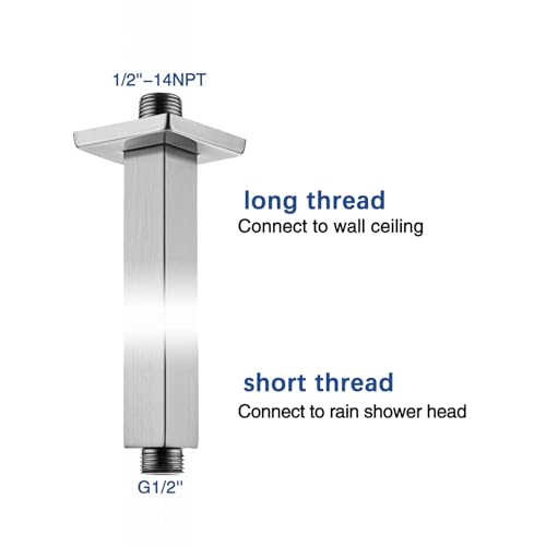 Square 12 Inch Ceiling Mounted Shower Arm With Flange