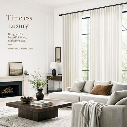 Natural Linen Curtains 62 Inches Long 2 Panels for Living Room (Natural / 50"W x 62"L (Pack of 2))