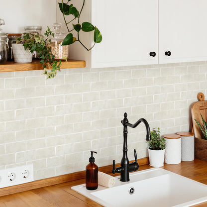 10 Sheets Thicker Peel and Stick Backsplash (Beige)