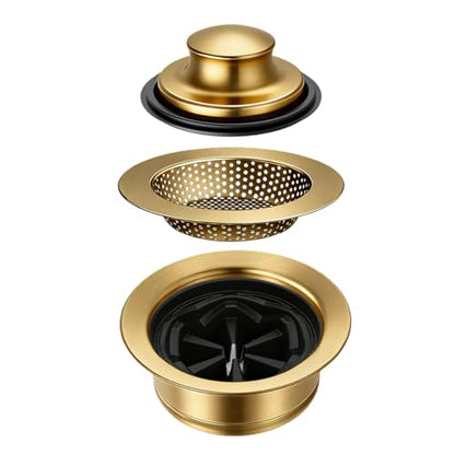5-in-1 Garbage Disposal Flange Set – Complete Kit with Sink Strainer, Splash Guard, Stopper & Rubber Gasket – Fits 3-1/2 Inch Sink Drain – Multiple Colors