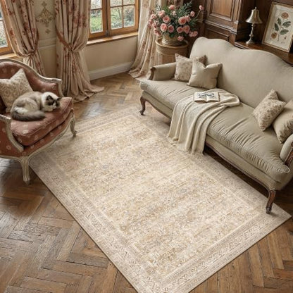 3x5 Beige Neutral Retro Area Rug (Retro | Beige / 3' x 5' (Rectangular))